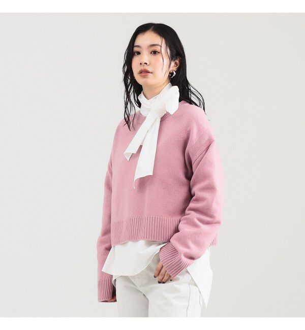 Demi-Luxe BEAMS 「7ゲージ ウール クルーネック プルオーバー」|ニット・セーター|PINK