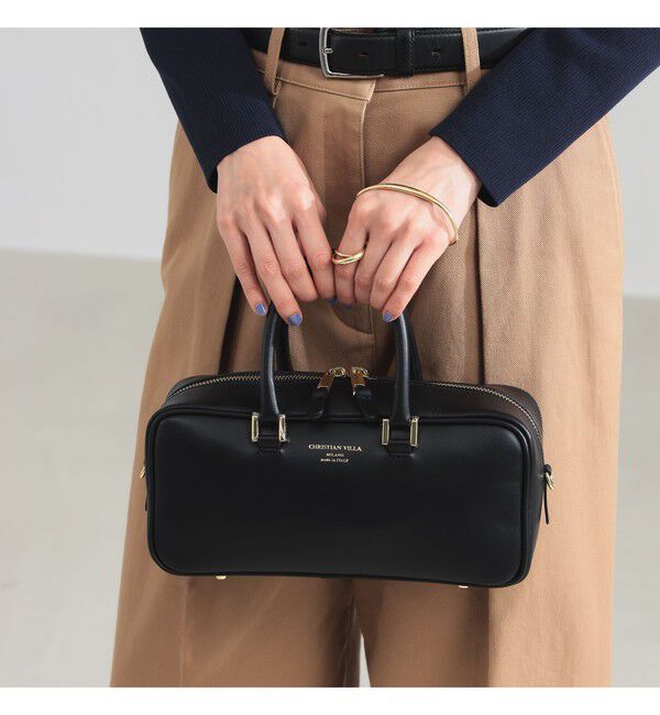 Demi-Luxe BEAMS 「CHRISTIAN VILLA / ワイド スクエア ボストン バッグ」|トートバッグ|BLACK