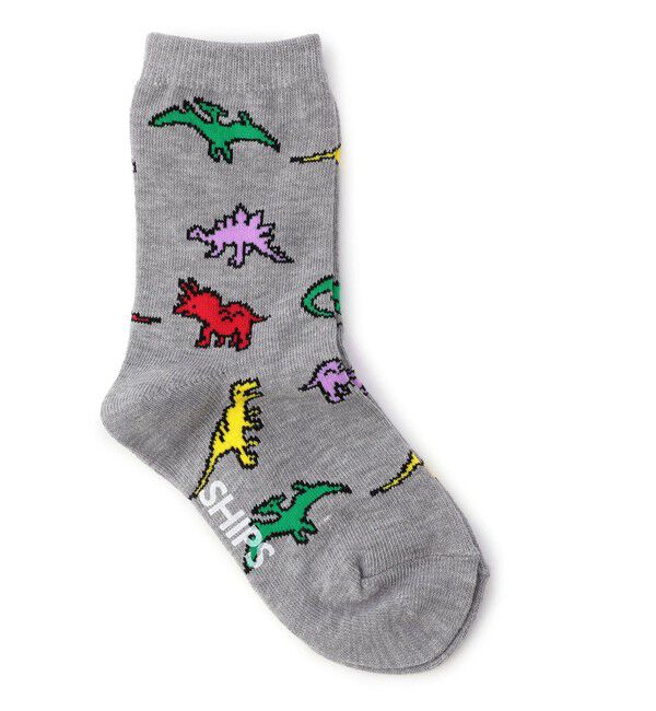 SHIPS KIDS「SHIPS KIDS:ダイナソー ソックス」|ソックス|ライトグレー