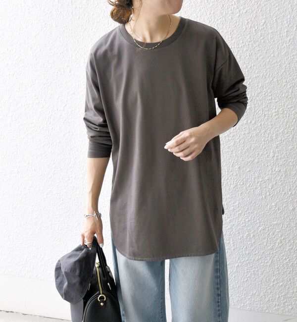 SHIPS any「SHIPS any:〈吸水速乾〉ラウンドヘム ロングスリーブ ワイド TEE」|Tシャツ・カットソー|