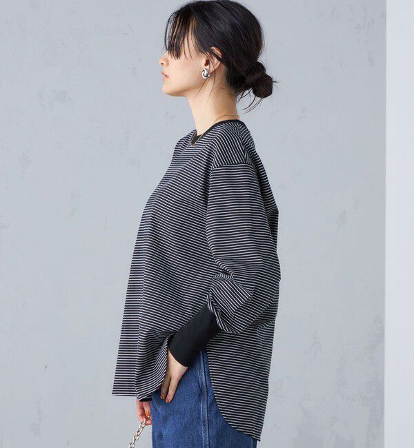 SHIPS for women「ロング リブ スリーブ カットソー  ボーダー / ソリッド」|Tシャツ・カットソー|