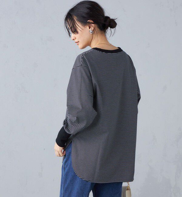 SHIPS for women「ロング リブ スリーブ カットソー  ボーダー / ソリッド」|Tシャツ・カットソー|