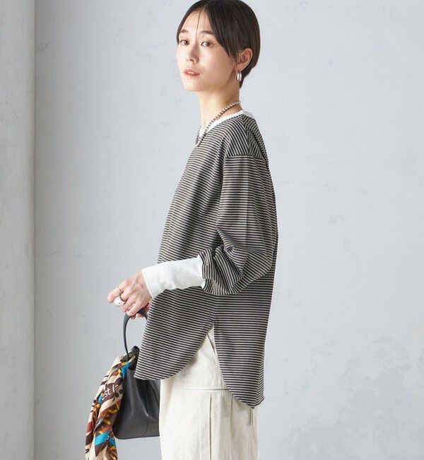 SHIPS for women「ロング リブ スリーブ カットソー  ボーダー / ソリッド」|Tシャツ・カットソー|