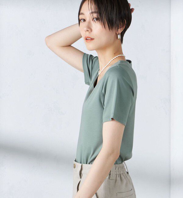 SHIPS for women「〈手洗い可能〉綿 SORONA クルーネック TEE◇」|Tシャツ・カットソー|グリーン