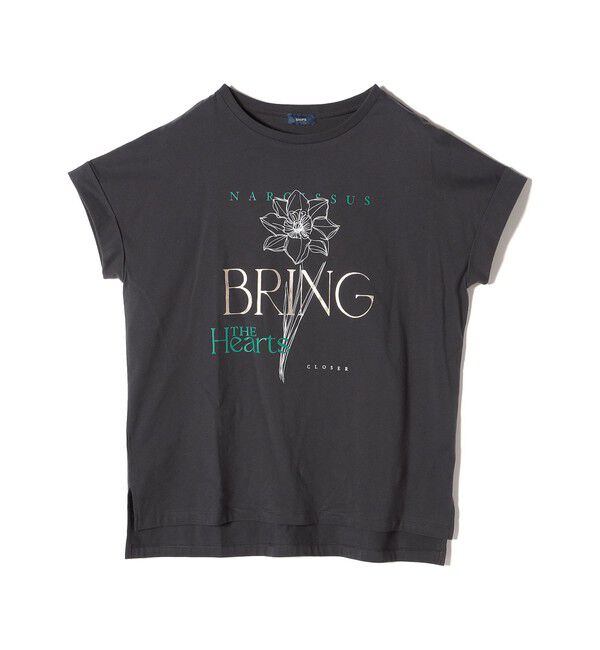 SHIPS for women「【WEB限定】〈手洗い可能〉フラワー 箔 プリント ロゴ TEE」|Tシャツ・カットソー|