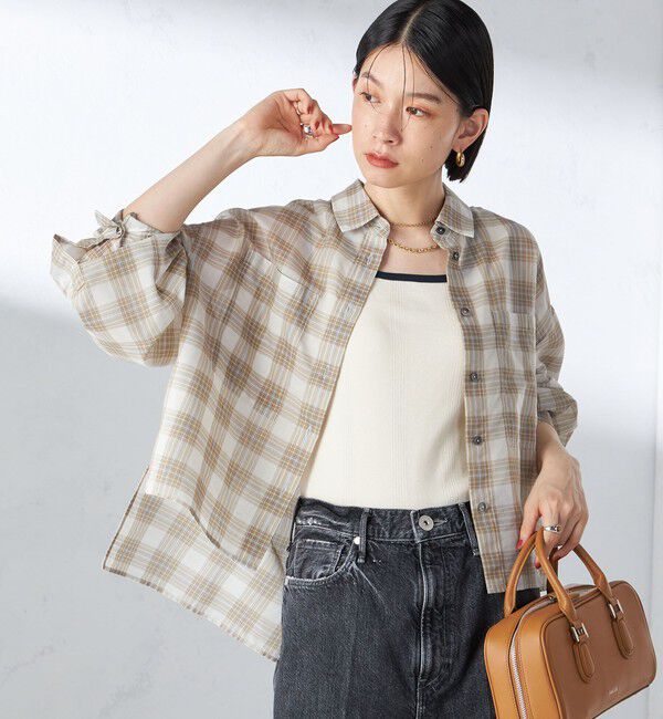 SHIPS for women「〈手洗い可能〉シアー チェック ロング スリーブ シャツ」|シャツ・ブラウス|