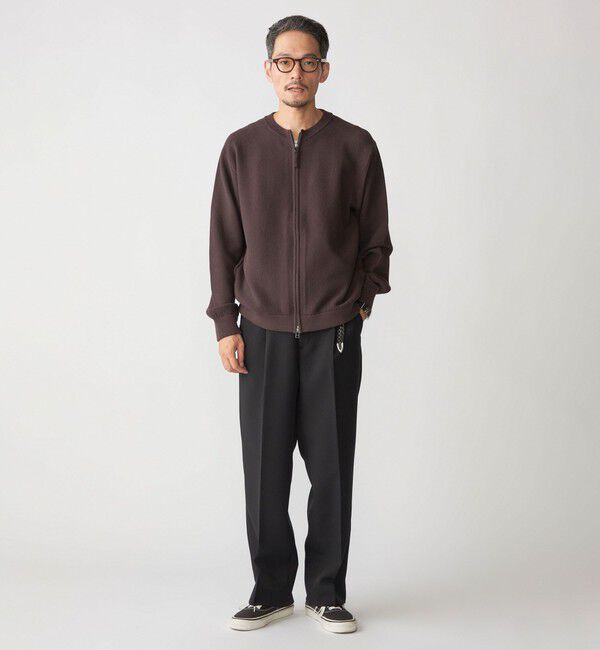 SHIPS「SHIPS:〈洗濯機可能〉SOLOTEX(R) コットン ピケ クルーネック ジップ カーディガン」|カーディガン|