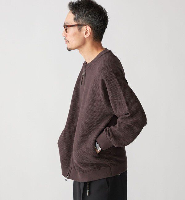 SHIPS「SHIPS:〈洗濯機可能〉SOLOTEX(R) コットン ピケ クルーネック ジップ カーディガン」|カーディガン|