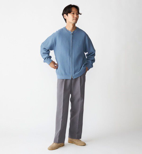 SHIPS「SHIPS:〈洗濯機可能〉SOLOTEX(R) コットン ピケ クルーネック ジップ カーディガン」|カーディガン|