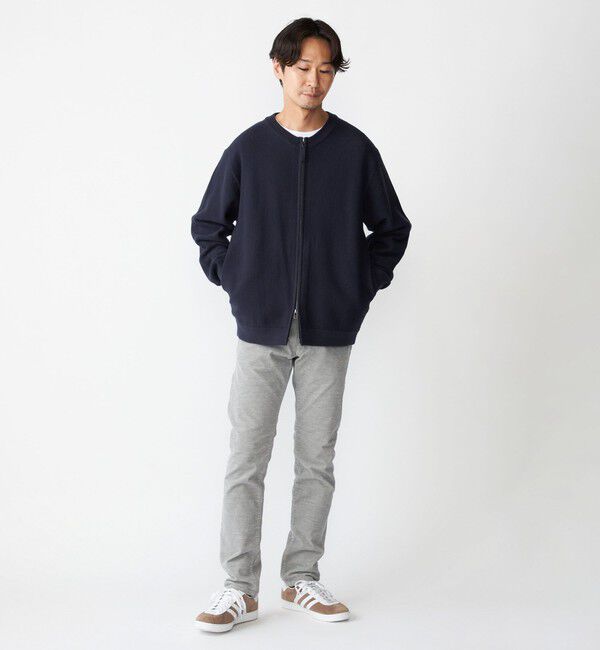 SHIPS「SHIPS:〈洗濯機可能〉SOLOTEX(R) コットン ピケ クルーネック ジップ カーディガン」|カーディガン|