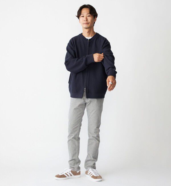 SHIPS「SHIPS:〈洗濯機可能〉SOLOTEX(R) コットン ピケ クルーネック ジップ カーディガン」|カーディガン|