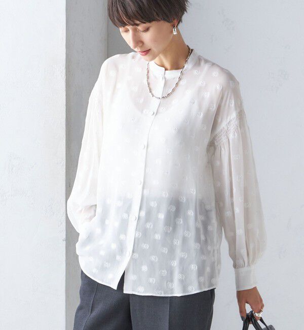 SHIPS for women「フラワー カット ジャカード ブラウス」|シャツ・ブラウス|ホワイト