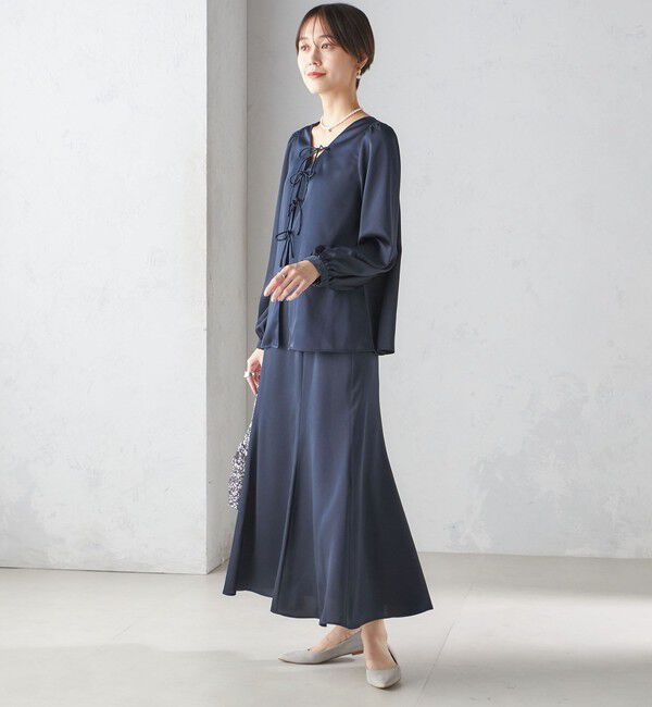 SHIPS for women「【SHIPS別注】troisiemeCHACO:〈手洗い可能〉サテン マーメイド スカート（セレモニー対応可）」|スカート|