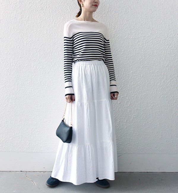 SHIPS any「SHIPS any:〈洗濯機可能〉エンブロイダリー シャンブレー ティアード スカート」|スカート|