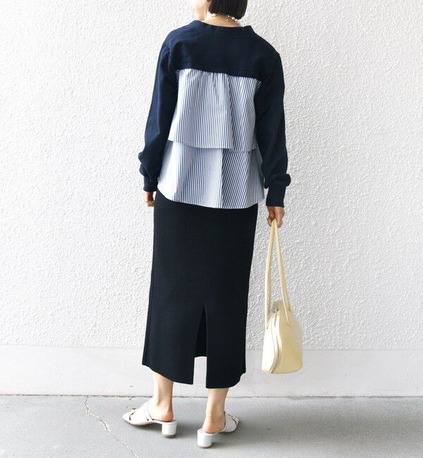 SHIPS for women「【WEB限定】〈手洗い可能〉布帛 コンビ Vネック カーディガン」|カーディガン|