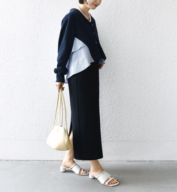 SHIPS for women「【WEB限定】〈手洗い可能〉布帛 コンビ Vネック カーディガン」|カーディガン|