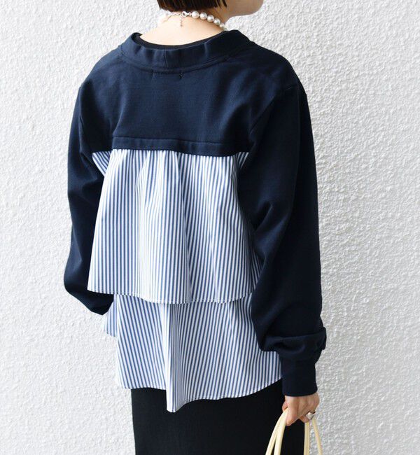 SHIPS for women「【WEB限定】〈手洗い可能〉布帛 コンビ Vネック カーディガン」|カーディガン|