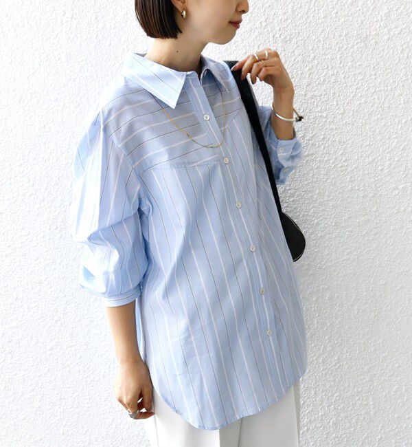 SHIPS for women「【WEB限定】〈洗濯機可能〉アシンメトリー ストライプ シャツ」|シャツ・ブラウス|