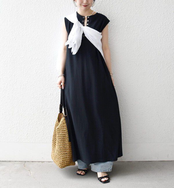 SHIPS any「SHIPS any:〈洗濯機可能〉USAコットン ヘンリーネック Aライン ワンピース」|ワンピース|