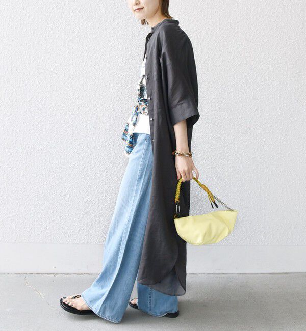 SHIPS for women「〈手洗い可能〉ラミー 4 スタンドカラー シャツ ワンピース」|ワンピース|