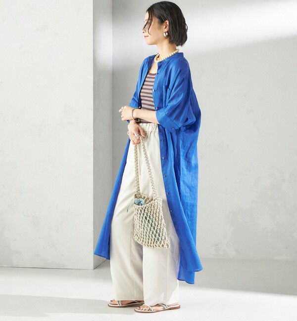 SHIPS for women「〈手洗い可能〉ラミー 4 スタンドカラー シャツ ワンピース」|ワンピース|