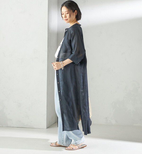 SHIPS for women「〈手洗い可能〉ラミー 4 スタンドカラー シャツ ワンピース」|ワンピース|