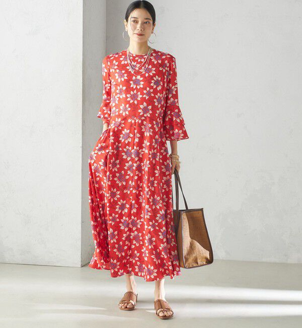 SHIPS for women「小泉里子コラボ:〈手洗い可能〉フラワー プリント ワンピース」|ワンピース|