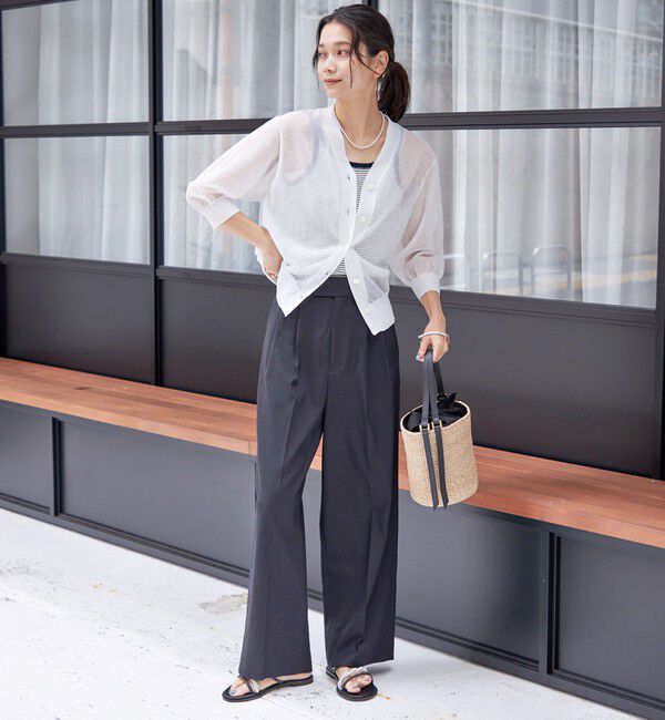 SHIPS for women「〈手洗い可能〉麻調 合繊 2タック ワイド パンツ 2」|その他|