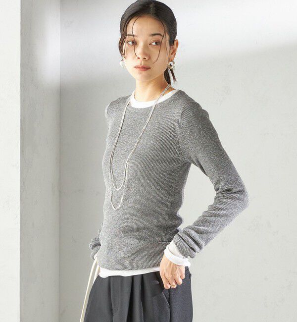 SHIPS for women「〈手洗い可能〉ラメ シアー リブ ニット プルオーバー」|ニット・セーター|