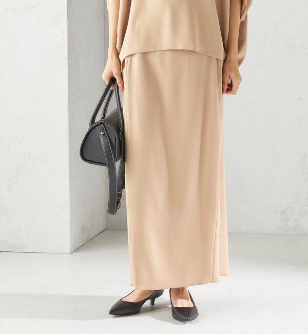 SHIPS for women「〈手洗い可能〉アセテート混 バックサテン マーメイド スカート」|スカート|ベージュ