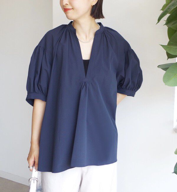 SHIPS for women「〈手洗い可能〉RENU ソフト タイプライター スキッパー 5分袖 ブラウス」|シャツ・ブラウス|