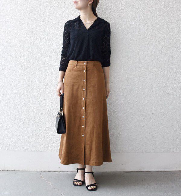 SHIPS any「SHIPS any:〈手洗い可能〉起毛 レース 開襟 スキッパー プルオーバー」|Tシャツ・カットソー|