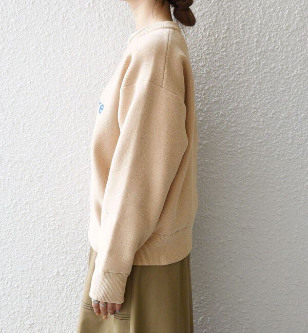 SHIPS any「SHIPS any:〈手洗い可能〉モールヤーン クルーネック ロゴ 千鳥柄 プルオーバー」|ニット・セーター|