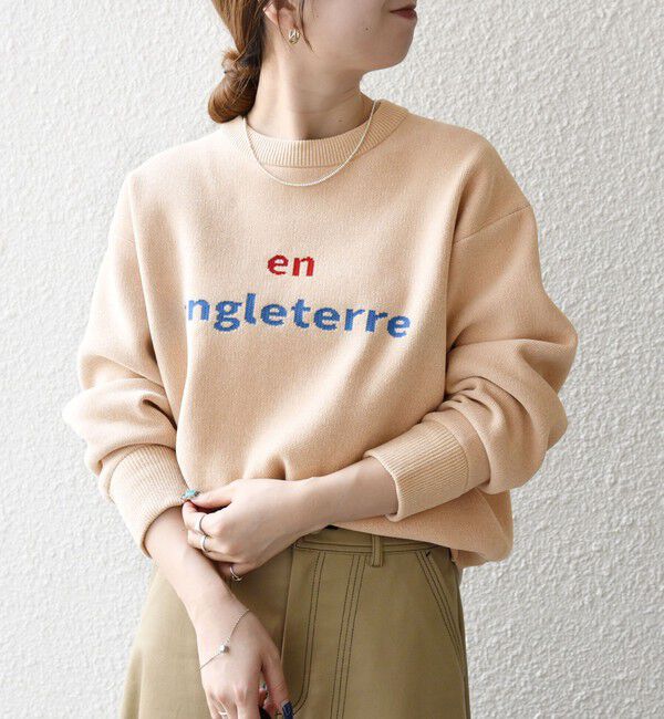 SHIPS any「SHIPS any:〈手洗い可能〉モールヤーン クルーネック ロゴ 千鳥柄 プルオーバー」|ニット・セーター|