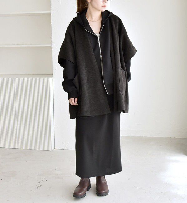 quaranciel「quaranciel: ダブル パイル ニット ショート ポンチョ コート」|その他|