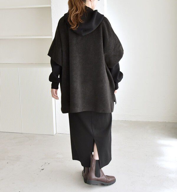 quaranciel「quaranciel: ダブル パイル ニット ショート ポンチョ コート」|その他|