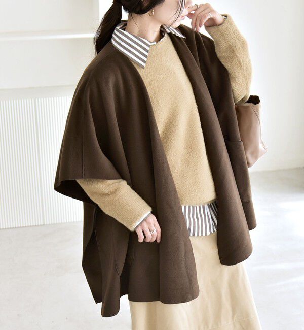 quaranciel「quaranciel: ダブル パイル ニット ショート ポンチョ コート」|その他|