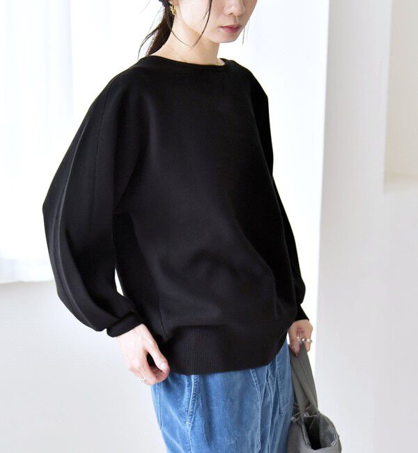 quaranciel「quaranciel:〈手洗い可能〉ダブルフェイス ボートネック パフ ニット プルオーバー」|ニット・セーター|