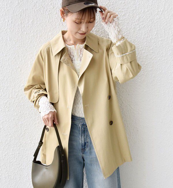 SHIPS for women「〈撥水加工〉バック ギャザー ドロスト ミディ丈 トレンチ コート」|トレンチコート|ベージュ