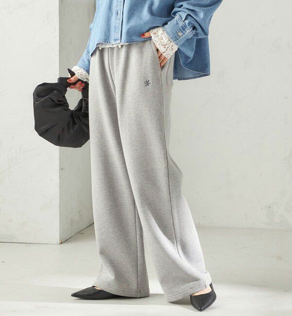 SHIPS for women「〈洗濯機可能〉AZUMA 裏毛 刺繍 パンツ」|その他|グレー