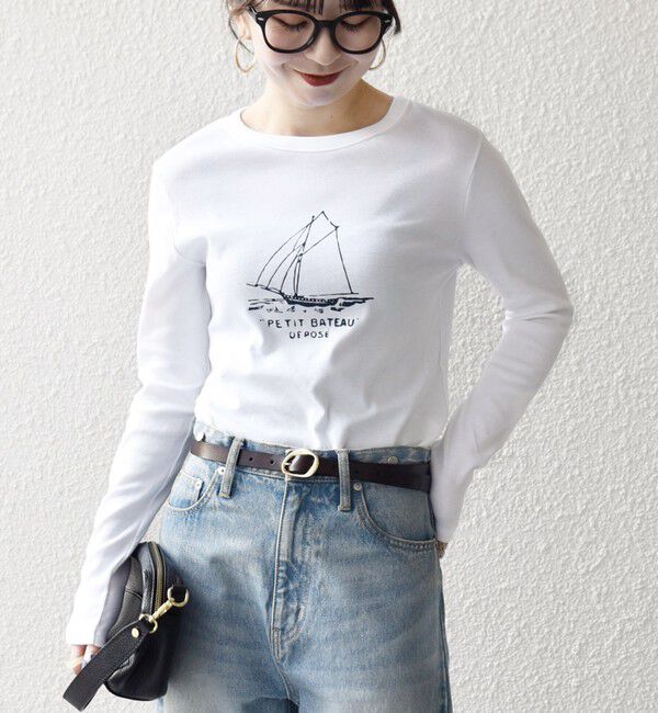 SHIPS any「【SHIPS any別注】PETIT BATEAU: プリント ロン TEE」|Tシャツ・カットソー|