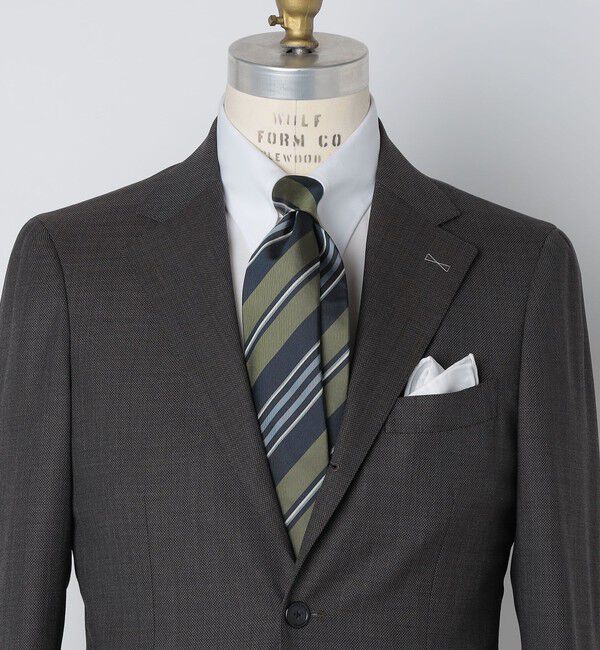 SHIPS「FRANCO BASSI: シルク レジメンタル ネクタイ」|ネクタイ・蝶ネクタイ|ダークグリーン