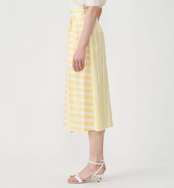 Ballsey「コットンキュプラストライプ ラップスカート」|フレア|