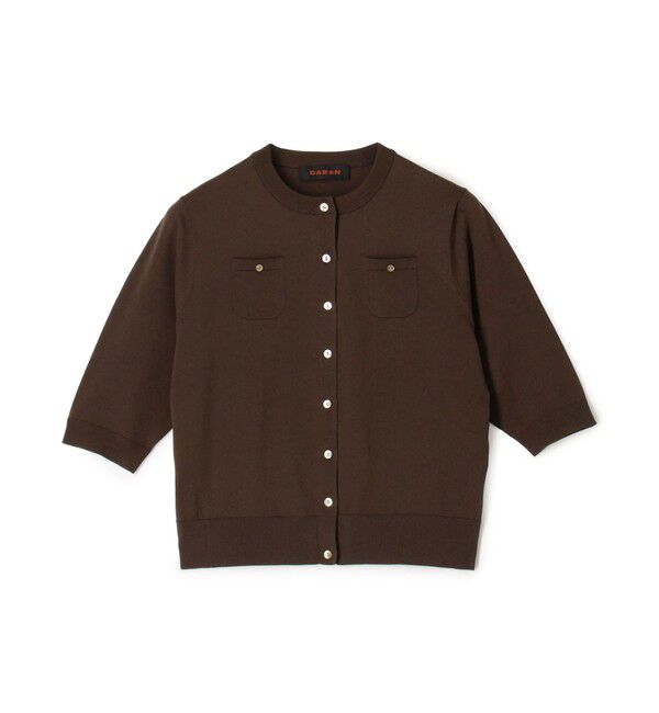 CABaN「ファインポリエステル ハーフスリーブポケットカーディガン」|カーディガン|47 ブラウン