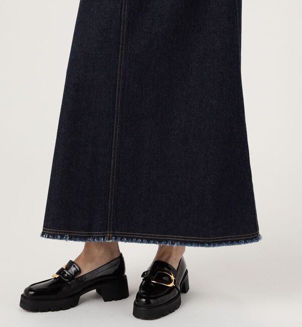 MACPHEE「コットンデニム セミフレアマキシスカート」|フレア|