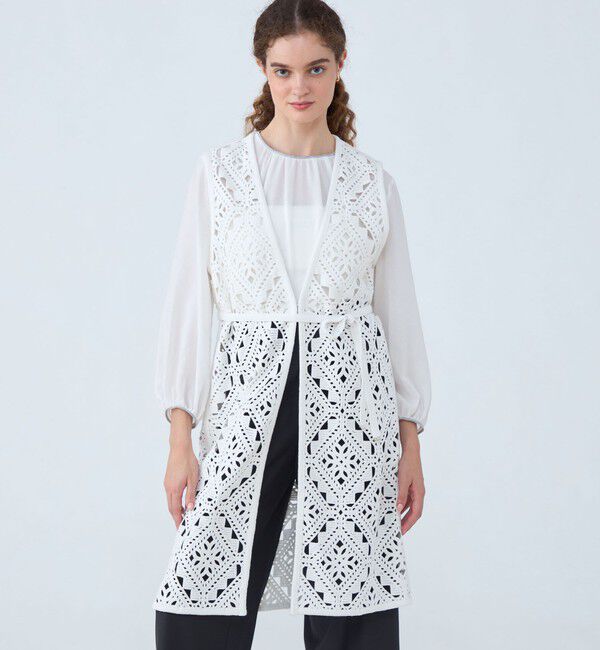 Ballsey「ダイヤモチーフエンブロイダリー ロングジレ」|ベスト・ジレ|