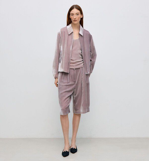 BACCA「レーヨンシルクベルベット ジップアップブルゾン」|ブルゾン・スタジャン|