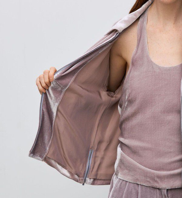 BACCA「レーヨンシルクベルベット ジップアップブルゾン」|ブルゾン・スタジャン|