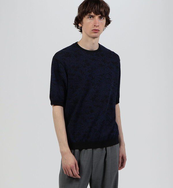 TOMORROWLAND MENS「TOMORROWLAND tricot ペイズリー柄 コットンハーフスリーブ ニット」|ニット・セーター|