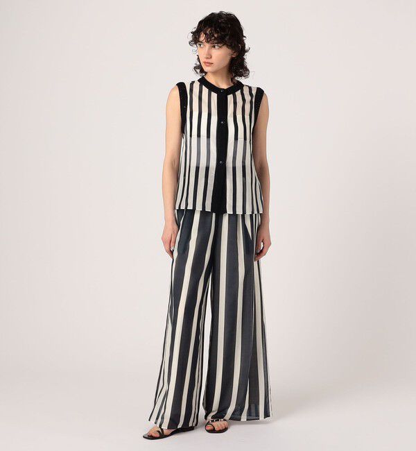 DES PRES「コットンシルクローンストライプ スリーブレスジレ」|シャツ・ブラウス|